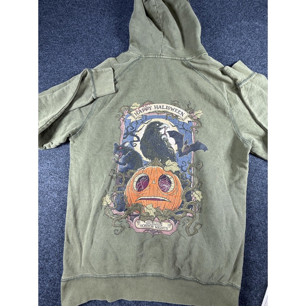 Universal Studios HHN 2023 Hoodie Mens Medium Olive Green‎ Grunge Streetwear